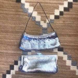 2 70’s Vintage Caché Metallic Mesh Chainmail Silvertone Purses Handbag clutch